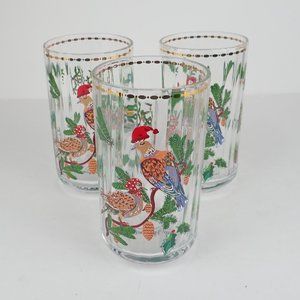 Anthropologie Nathalie Lete Juice Glass Set of 3 Twelve Days Christmas Birds